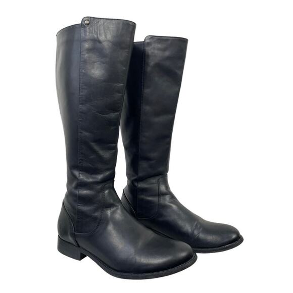 Frye Melissa Button Leather Tall Riding Boots Black Size 8 Equestrian Back Zip - Picture 4 of 14